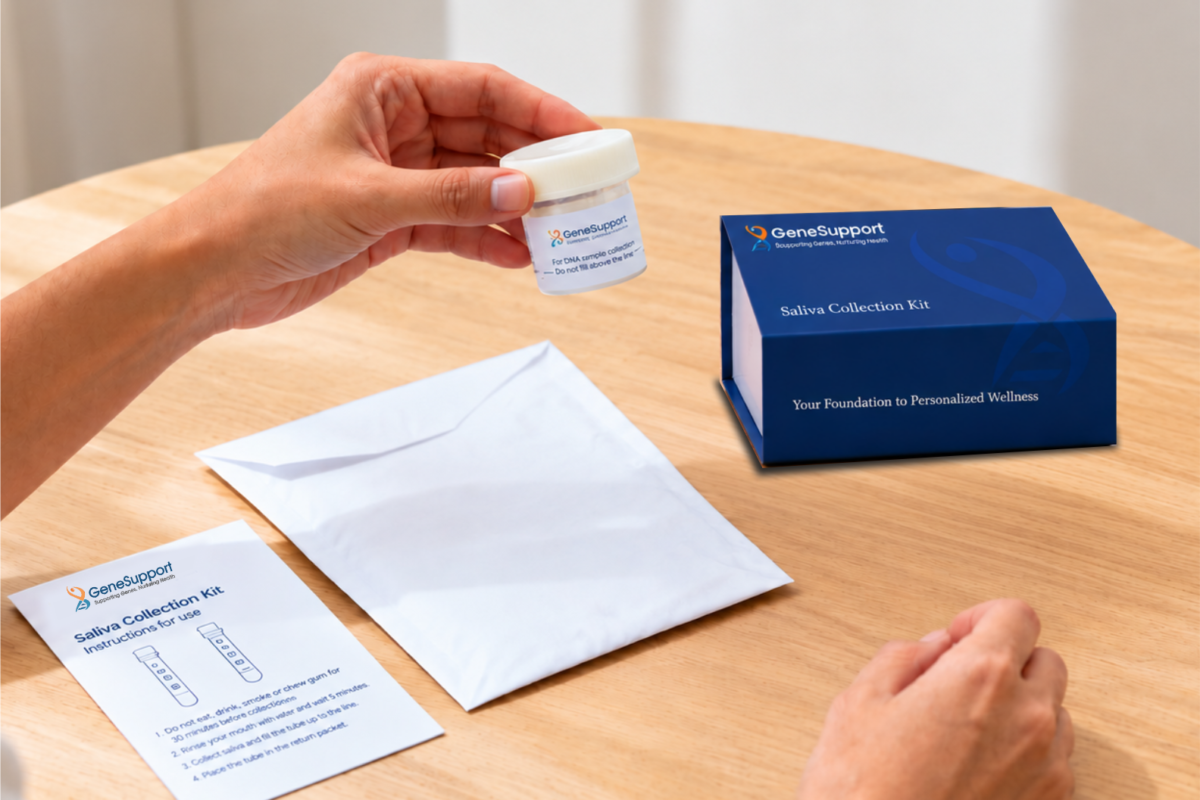 DNA test kit price in India with GeneSupport saliva collection kit for personalised genetic testing and wellness insights.