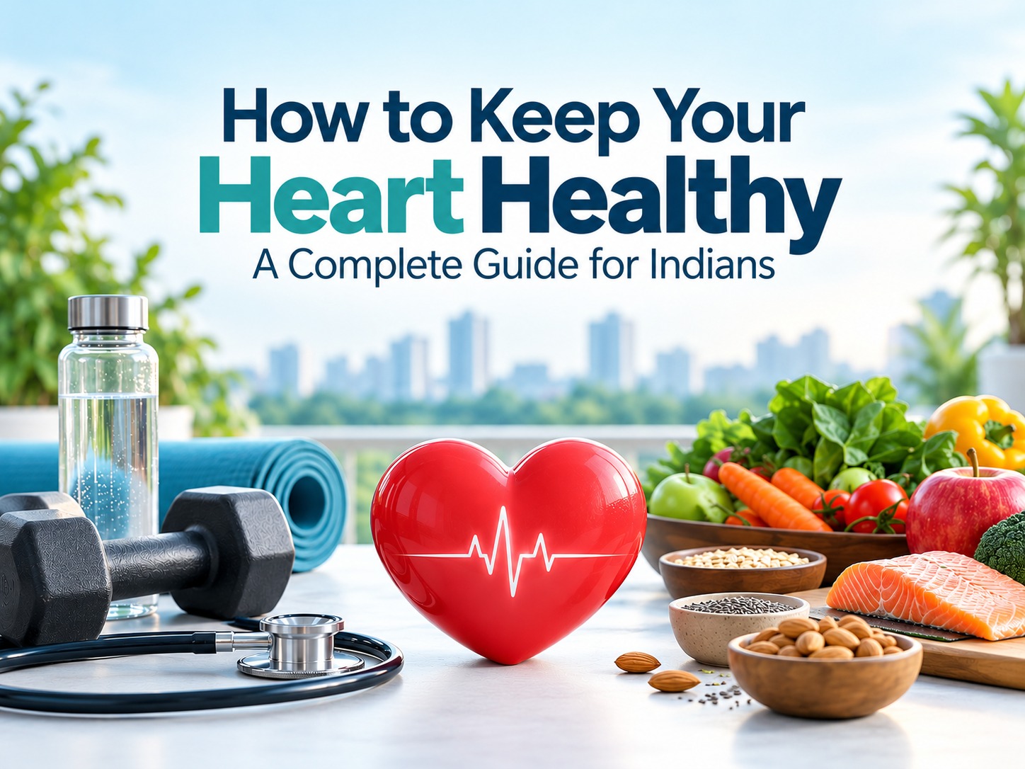 Heart health management through a healthy lifestyle, balanced nutrition, regular exercise, and weight management for overall wellness.